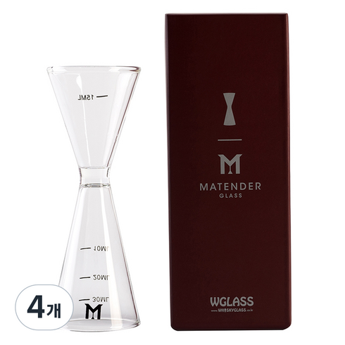 마텐더 칵테일 양면 유리지거 30ml / 45ml, 투명, 4개