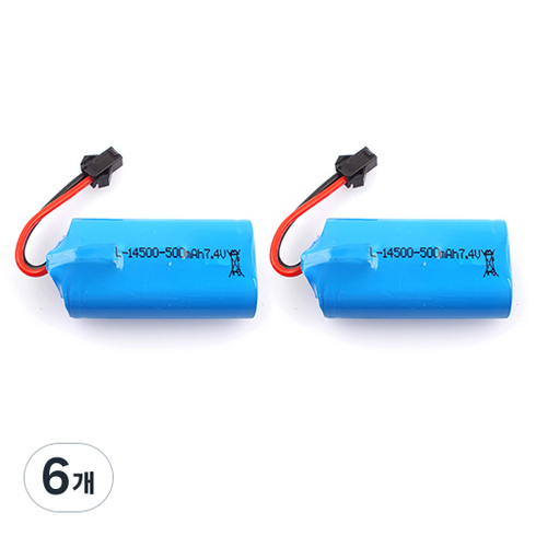 밀리터리 트럭 7.4v 2S 리튬이온 배터리 500mAh MXT110129, 혼합색상, 6개