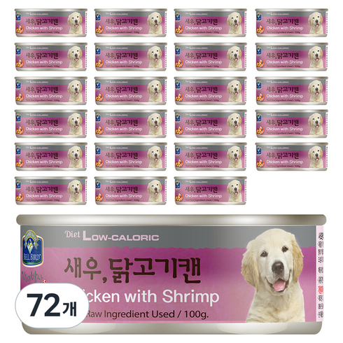 벨버드 애완동물 자연밥상 원형캔 간식, 혼합맛(새우/닭고기), 100g, 72개
