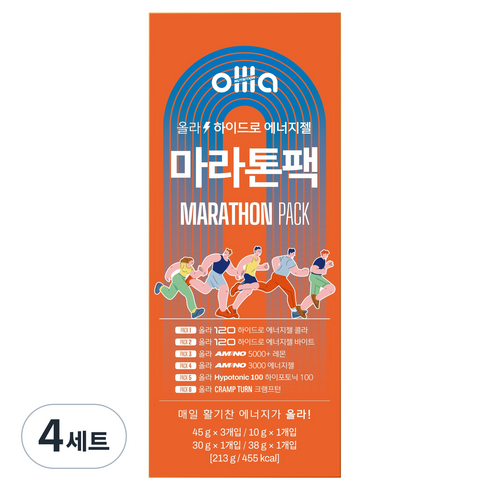 올라 에너지젤 마라톤팩 6종 세트 혼합색상, 4세트