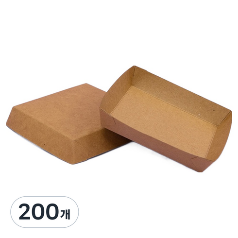 제이팩토리 일회용 사각 종이트레이 크라프트 11 x 11 x 2.4 cm, 200개, 1개입