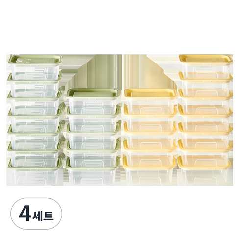 이지앤프리 퓨어닛 밥보관용기 레몬 옐로우 12p + 올리브 그린 12p 세트, 24개, 4세트