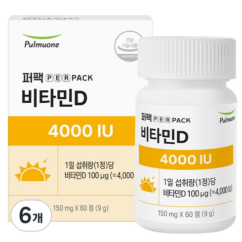 퍼팩 풀무원 퍼팩 비타민D 4000 IU, 60정, 6개