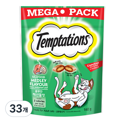 템테이션 고양이 간식, 풍부한 해산물맛, 160g, 33개
