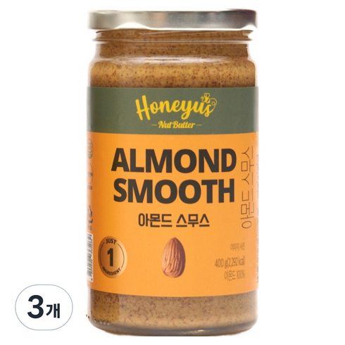 허니어스 넛버터 아몬드스무스, 400g, 3개