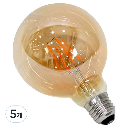Ledison 에디슨 전구 4W G95, 5개, 전구색