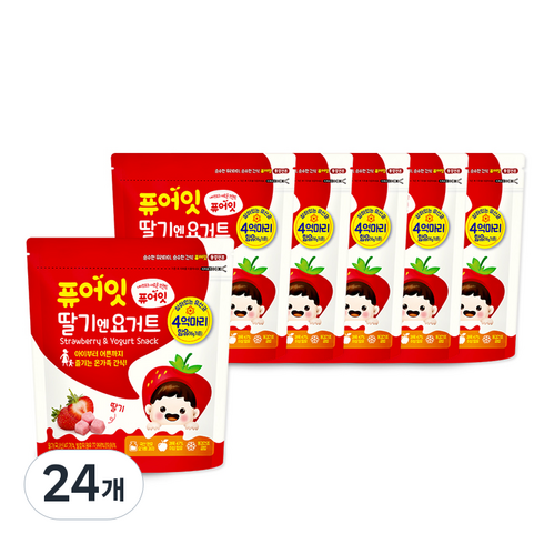 내이브로 퓨어잇 동결건조 요거트 큐브 간식, 딸기엔요거트, 16g, 24개