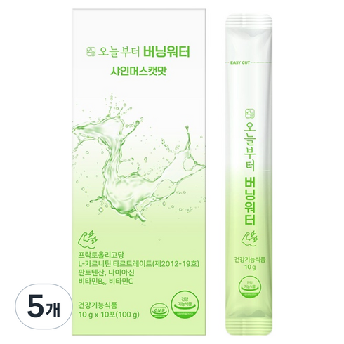 오늘부터 버닝워터 샤인머스캣맛 다이어트보조제, 10회분, 5개