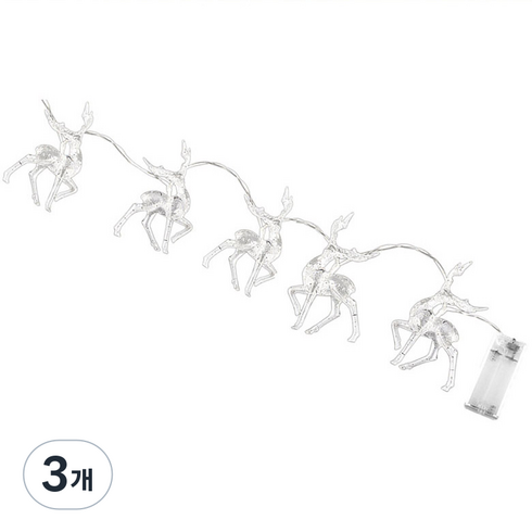 크리스마스 루돌프 LED 조명 가랜드, 혼합색상, 3개