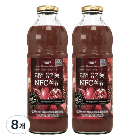 퍼니트 리얼유기농 NFC석류 주스, 1L, 8개