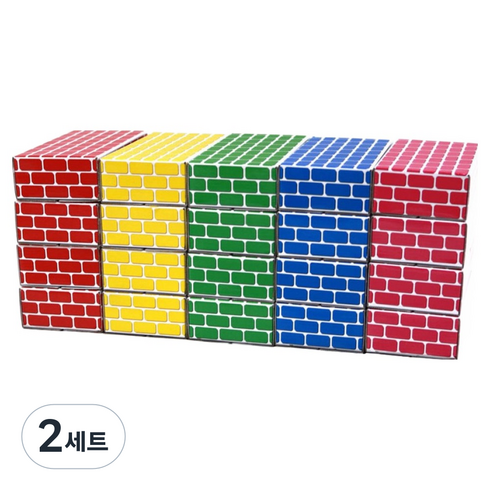 에듀플레이 종이 벽돌블록 중형 5종 x 4p 세트, 빨강, 노랑, 파랑, 초록, 핑크, 2세트