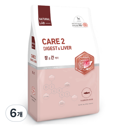 네츄럴랩 강아지 케어 유기농 기능성 사료, 다이어트(체중감소), 2kg, 6개