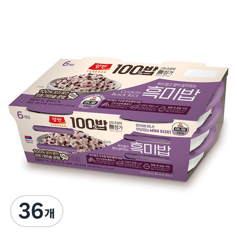 양반 동원 양반 100밥 흑미밥, 130g, 36개