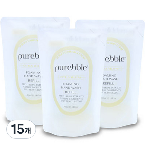 퓨어블 포밍 핸드워시 리필 옐로우, 시트러스향, 15개, 300ml