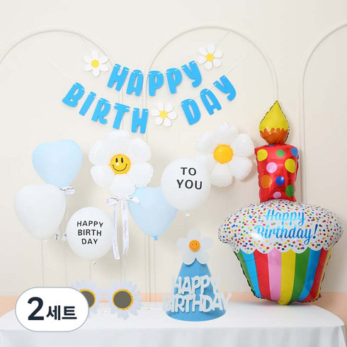 피앤비유니티 프리핏 데이지 스탠드세트, 10생일케익블루, 2세트