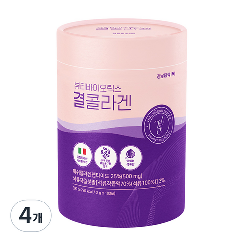 경남제약 뷰티바이오틱스 결콜라겐 100포, 200g, 4개