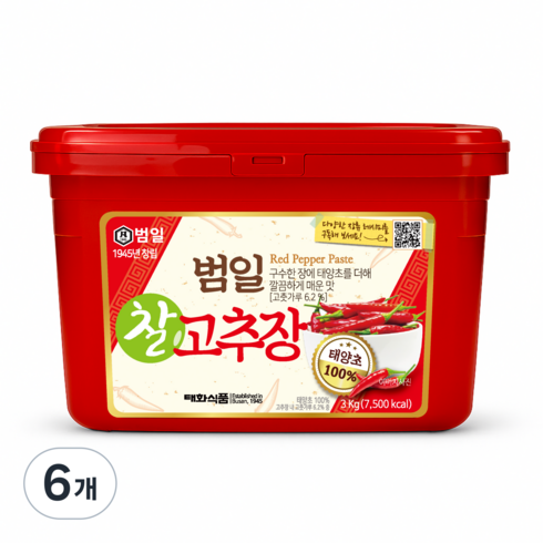 범일 찰 고추장, 3kg, 6개