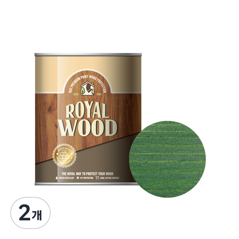KCC페인트 로얄우드 페인트, 로얄에버그린, 900ml, 2개