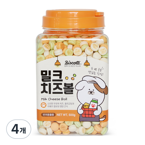 비스코티 반려동물 비스켓, 혼합맛(밀크/치즈), 500g, 4개