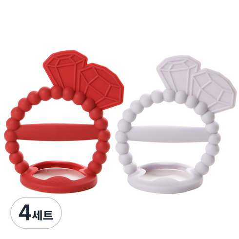 데일리라이크 봉봉 탄생석 치발기 세트, 2종, 02 루비, 오팔, 4세트