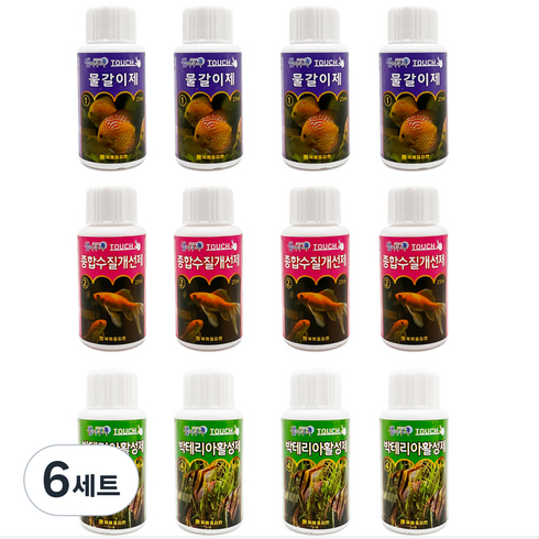 샘아쿠아 터치 물갈이제 4p + 박테리아활성제 4p + 수질개선제 4p, 25ml, 6세트
