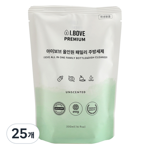 아이보브 올인원 패밀리 젖병 식기세제 리필, 25개, 500ml