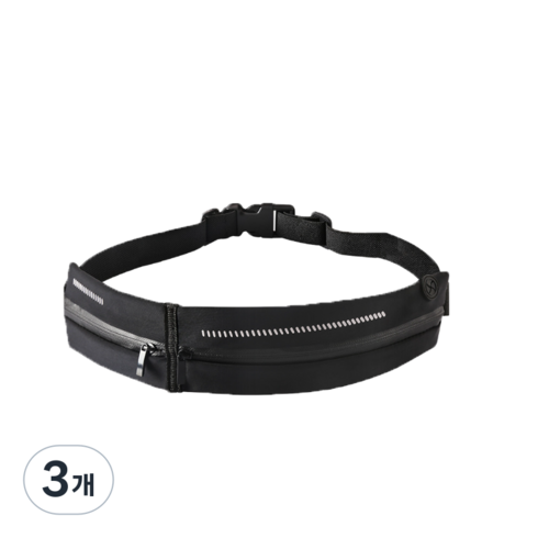 오손 더블 포켓 러닝 벨트, 블랙, 3개