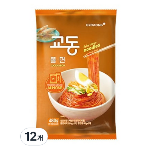 교동식품 쫄면, 480g, 12개