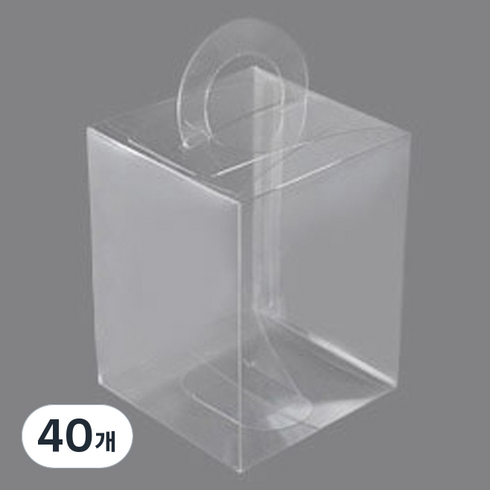 중앙패키지 손잡이 선물 답례박스 1호 5.7 x 5.7 x 8 cm, 투명, 40개