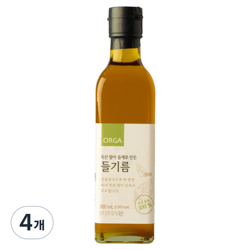 올가홀푸드 발아 들깨로 만든 들기름, 300ml, 4개