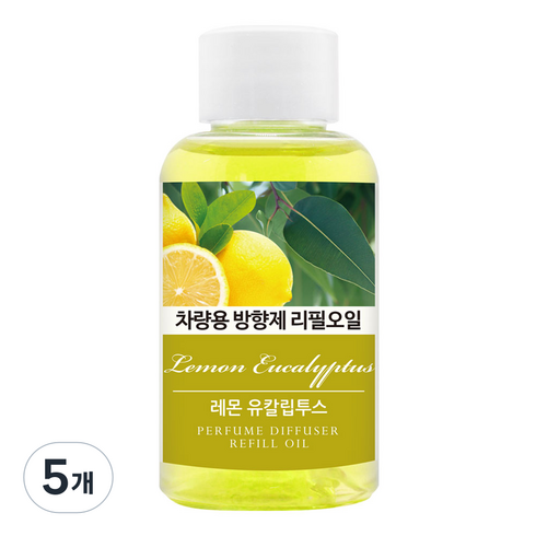 더허브샵 차량용 방향제 리필오일 50ml, 레몬 유칼립투스, 5개
