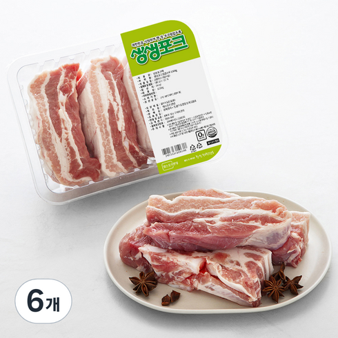 생생포크 한돈 삼겹살 수육용 (냉장), 1kg, 6개