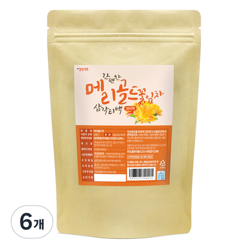 갑당약초 메리골드꽃잎차 삼각티백, 500mg, 30개입, 6개