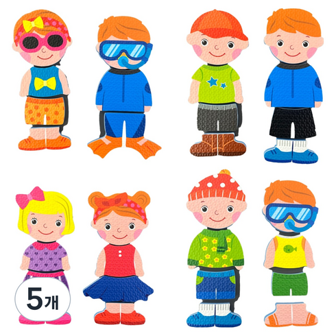 투칸 목욕놀이 스티커 드레스업 코디놀이 Dress Up, 혼합색상, 5개