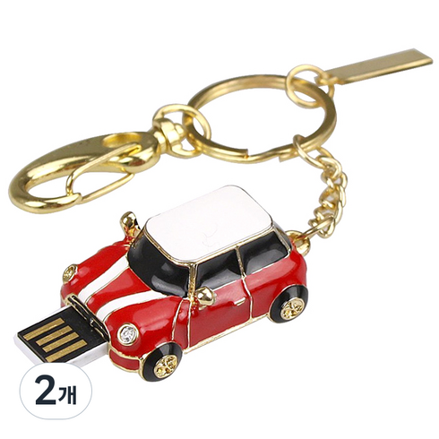 칼론 메탈 미니쿠퍼 메모리 USB 16GB, 레드, 2개