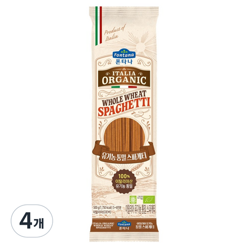폰타나 이탈리아 유기농 통밀 스파게티, 500g, 4개