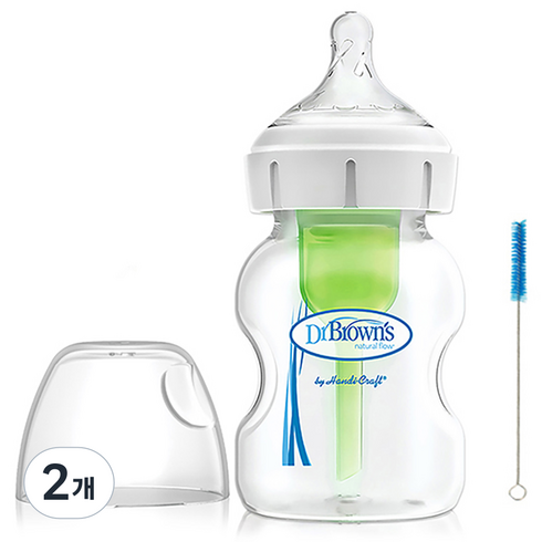 닥터브라운 와이드넥 옵션스플러스 PP 젖병 본품, 혼합색상, 150ml, 2개