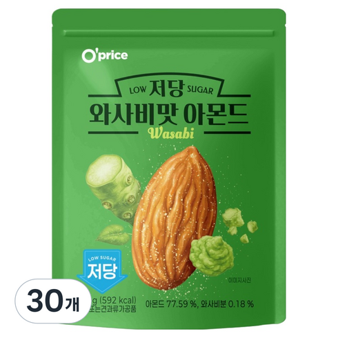오프라이스 저당 와사비맛 아몬드, 120g, 30개