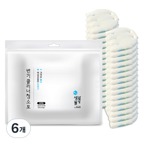 크리오 생활물가 변기클리너 청소포 티슈형 30매, 150g, 6개