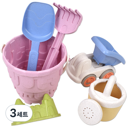 샌디토이 통 모래놀이 바스켓 트럭 세트 3037a, 혼합색상, 3세트, 500g