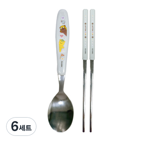 르번 코튼베어 유아용 베이직 스푼 + 포크 세트, 혼합색상, 6세트