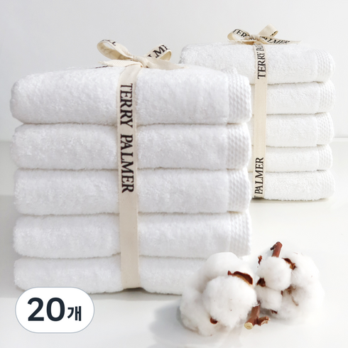 테리파머 호텔 수건 200g 30수 면사, 화이트, 20개