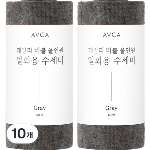 아브카 데일리 버블 올인원 일회용 수세미, 그레이, 60개입, 10개