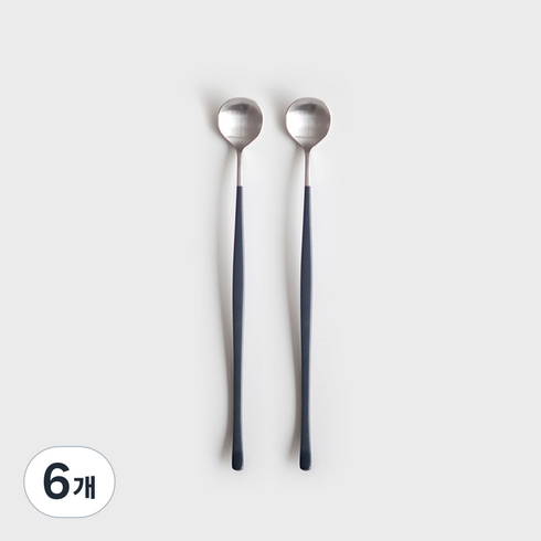 니코트 국내산 Satin 컬러 롱스푼, 블루블랙, 6개