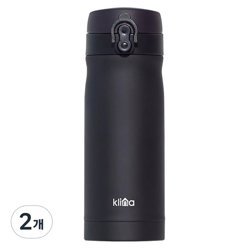 클리나 원터치 보온보냉 텀블러, 블랙, 350ml, 2개
