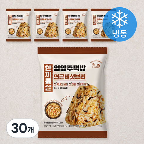 한끼통살 영양주먹밥 연근버섯보리(냉동), 100g, 30개