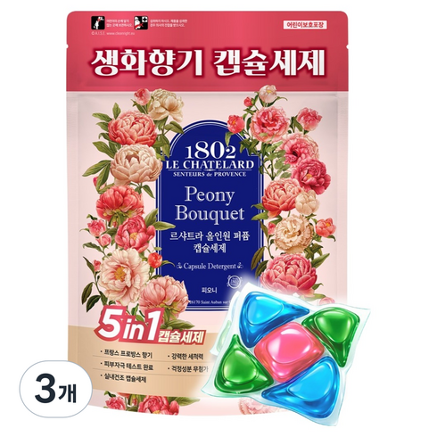 르샤트라1802 올인원 퍼퓸 캡슐세제 피오니, 30개입, 3개