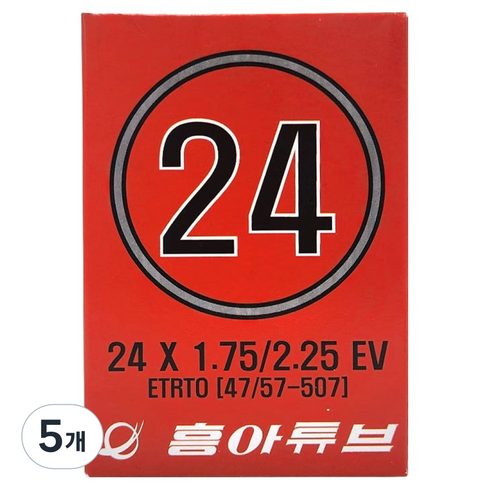 흥아타이어 던롭 자전거 튜브 24인치 X 1.75/1.95/2.125 EV, 5개