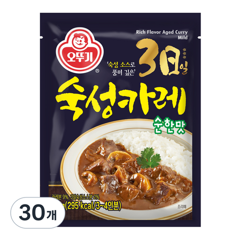 오뚜기 3일 숙성카레 순한맛, 80g, 30개