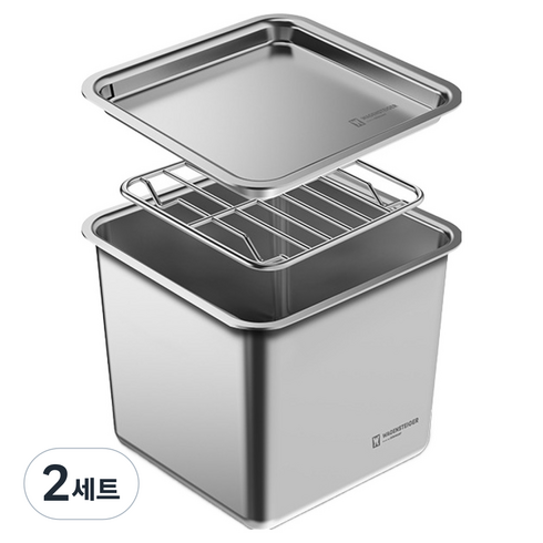 바겐슈타이거 연마제 없는 스텐304 콰트라트 캐니스터 + 뚜껑 + 랙 세트 깊은형 950ml, 뚜껑 + 랙 + 캐니스터, 2세트